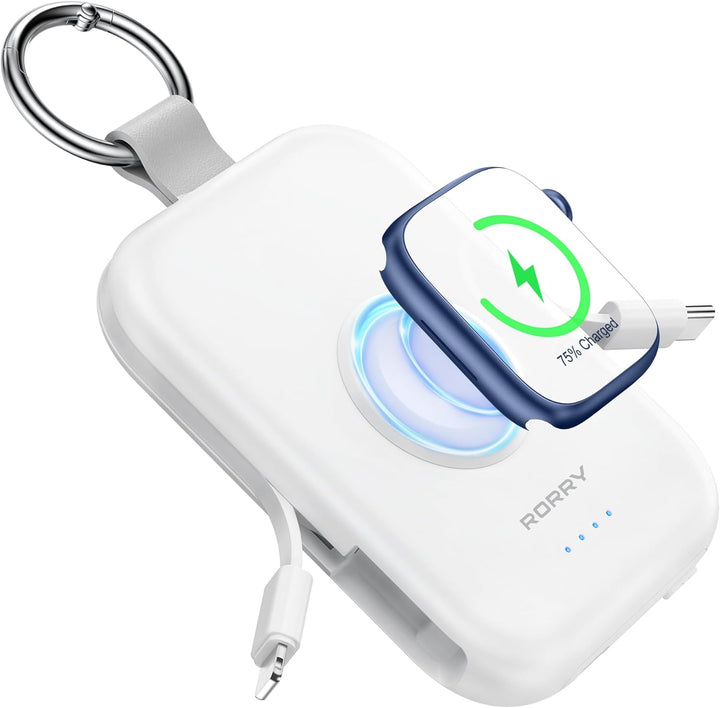 RORRY - Cargador portátil, batería externa de 5000 mAh con cables i...