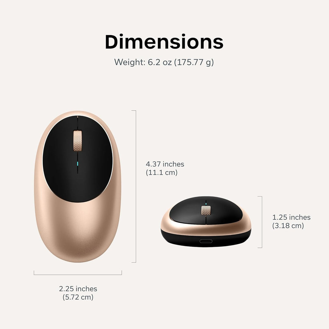 Satechi M1 - Mouse inalámbrico Bluetooth, recargable USB-C, compact...
