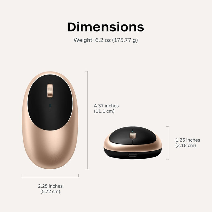 Satechi M1 - Mouse inalámbrico Bluetooth, recargable USB-C, compact...