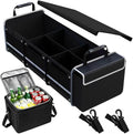 Organizador de maletero de automóvil con bolsa enfriadora extraíble, almacenamiento plegable con múltiples compartimentos para SUV, camión, comestibles, campamento, organizador de carga de
