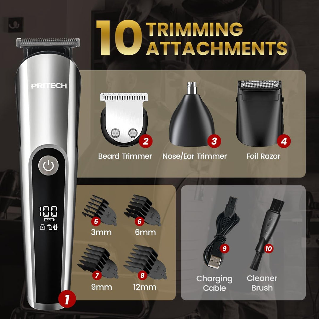 PRITECH Cortadora de Barba para Hombre, Kit de 3 en 1 de Cortadores...