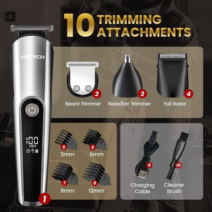 PRITECH Cortadora de Barba para Hombre, Kit de 3 en 1 de Cortadores...