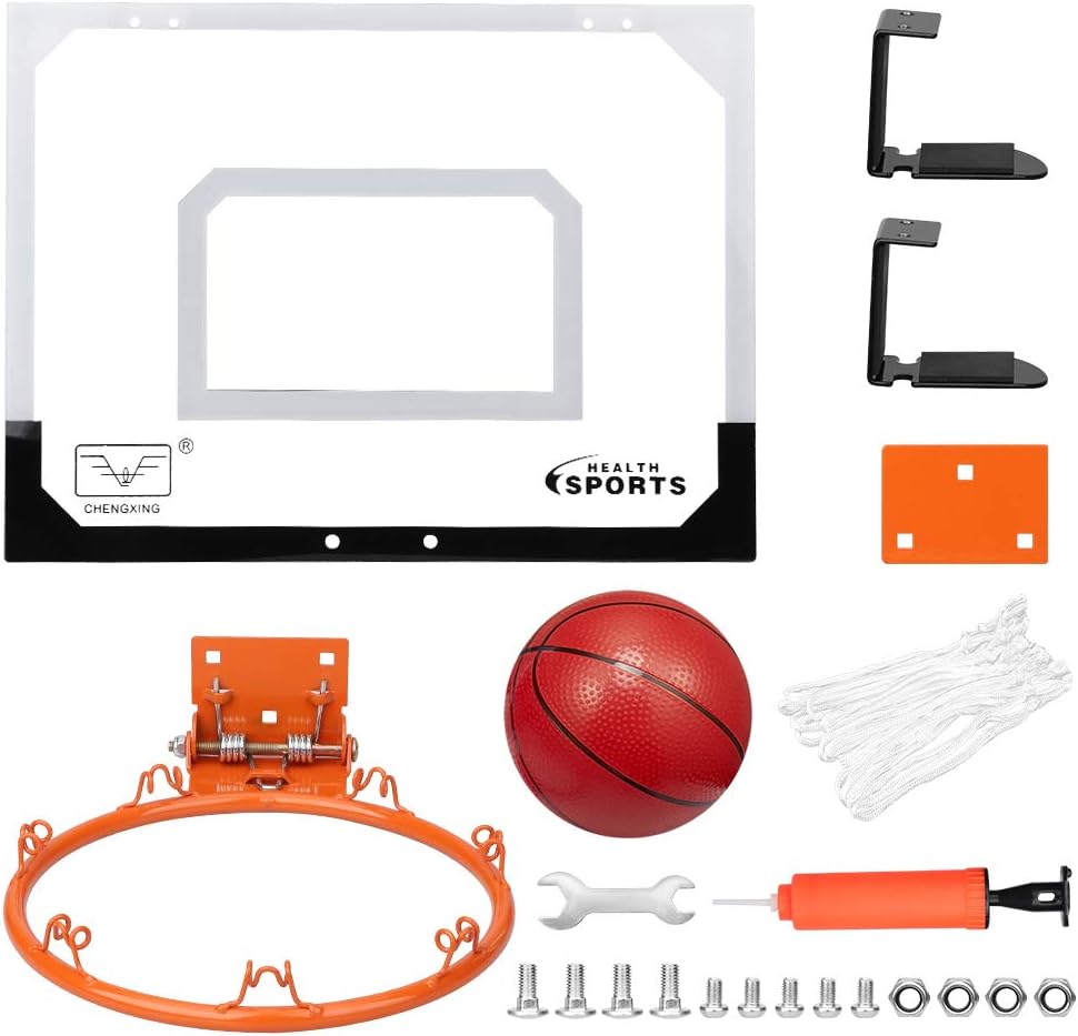 Aro de baloncesto más grande para interiores con borde grande de 9 pulgadas para niños y adultos, aro de baloncesto sobre la puerta para dormitorio con 3 gomas pequeñas de 6 pulgadas, juguete