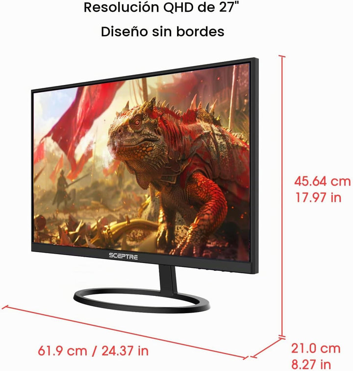 Sceptre - Monitor IPS de 27 pulgadas, 2K, 2560 x 1440p, QHD, 75Hz,...
