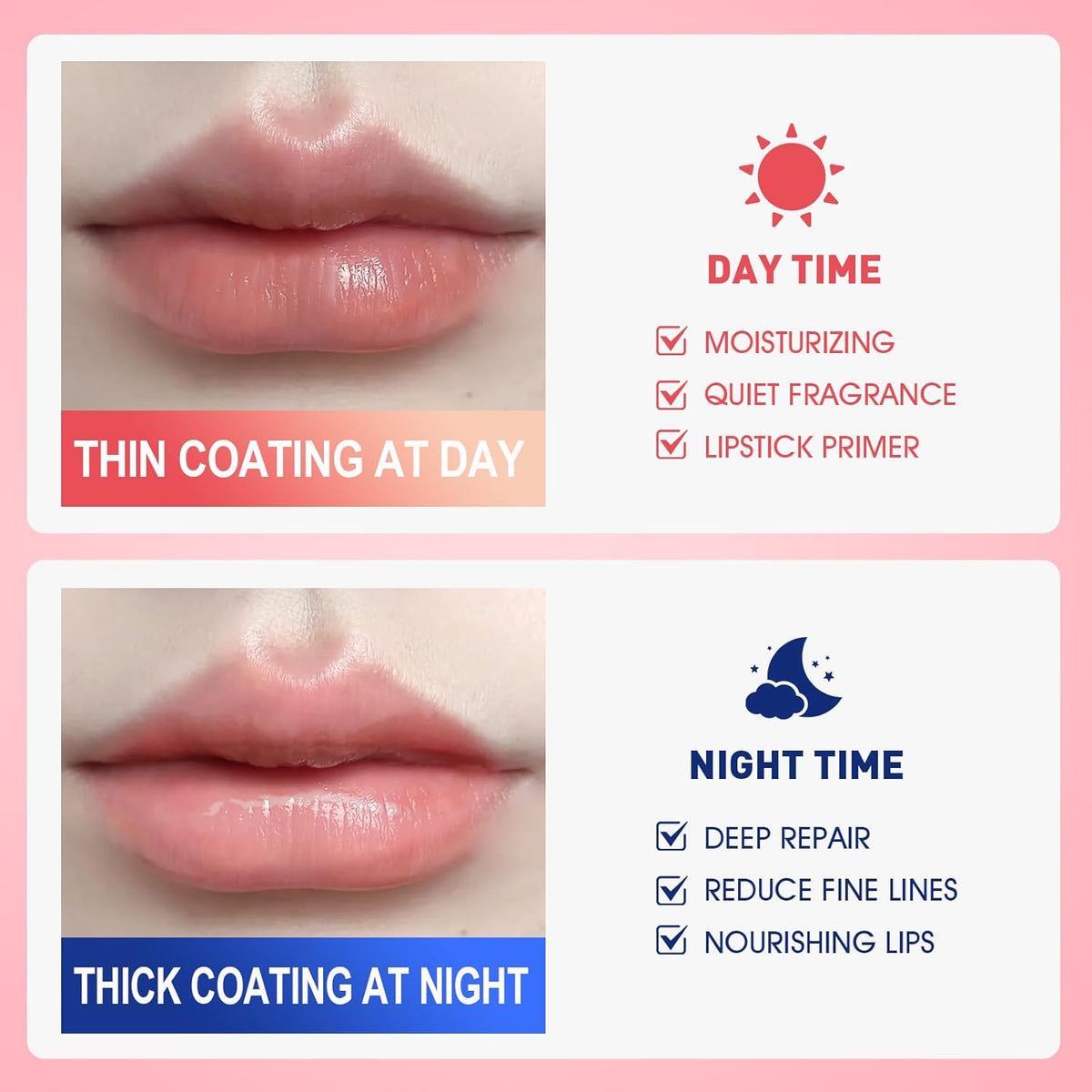 Paquete de 24 máscaras de labios para dormir, máscara de labios a g...