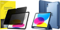 JETech Protector de pantalla de privacidad para iPad (A16) de 11ª/10ª generación (2025/2022) y funda mate con soporte para lápices
