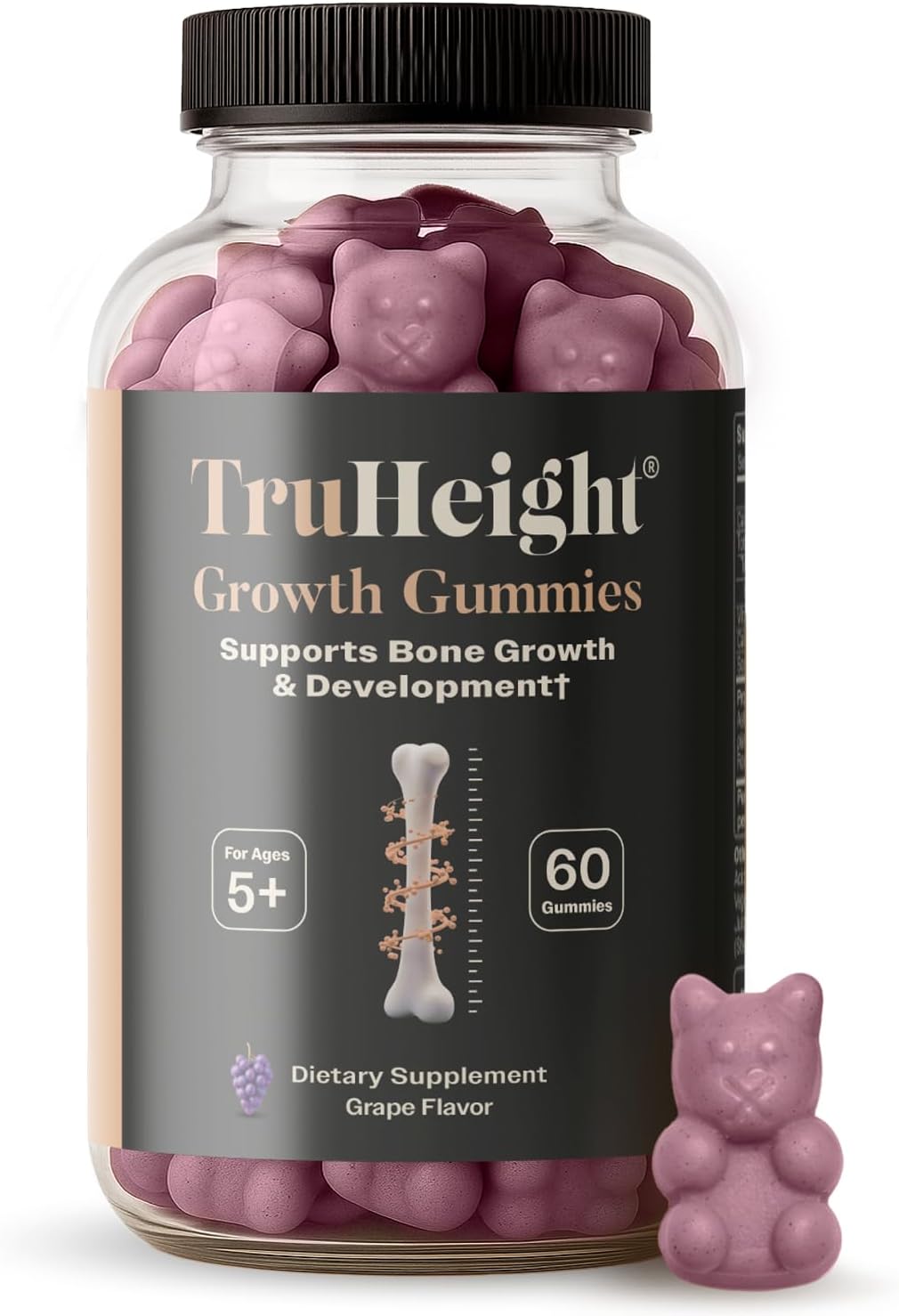TruHeight Gomitas de crecimiento (uva) Suplemento nutricional alto, 60 unidades (paquete de 3)