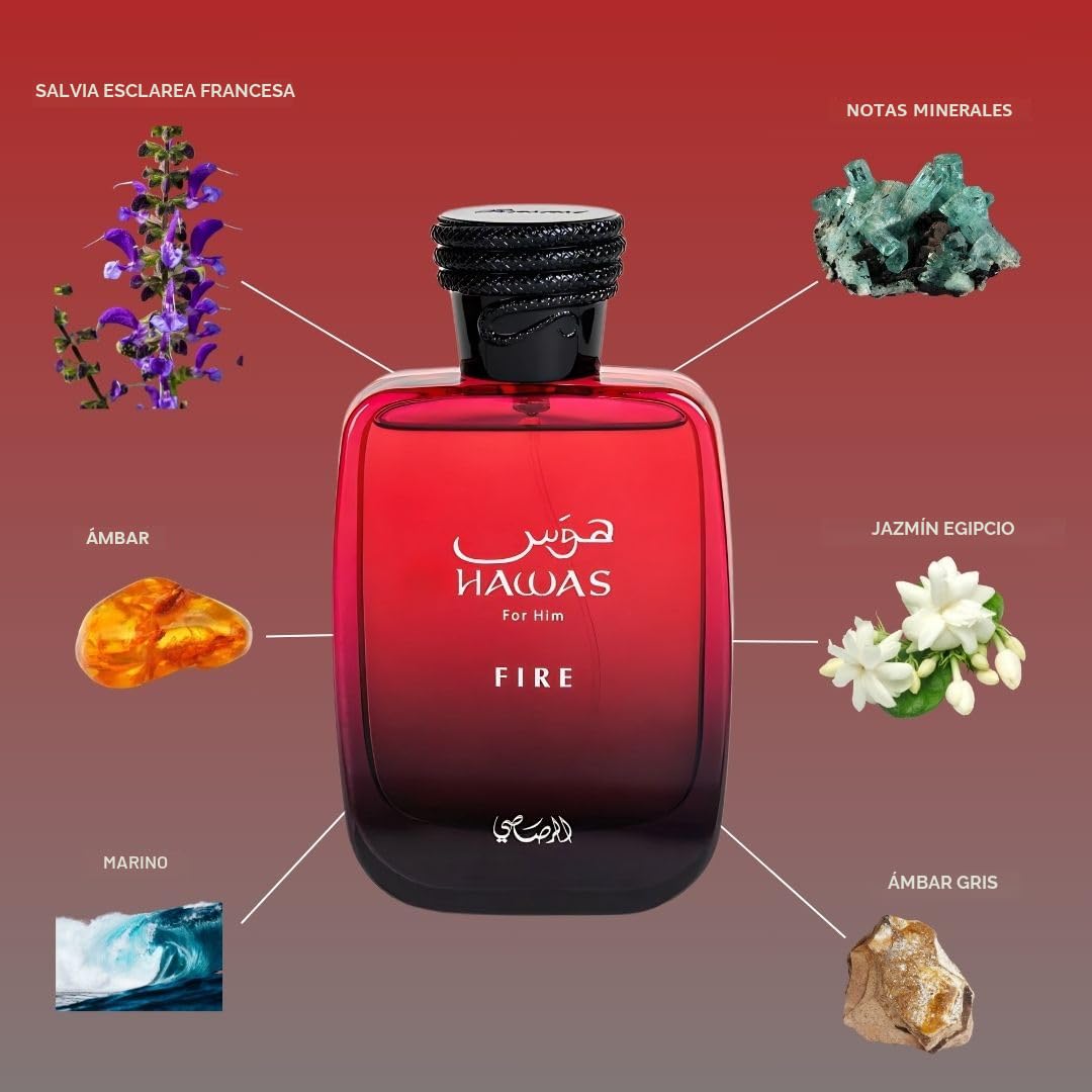 RASASI Hawas Fire Eau De Parfum Spray 100 ml (3.4 oz) - Perfume ára...