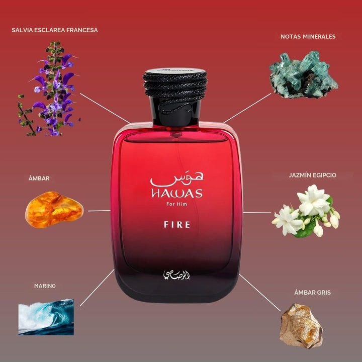 RASASI Hawas Fire Eau De Parfum Spray 100 ml (3.4 oz) - Perfume ára...