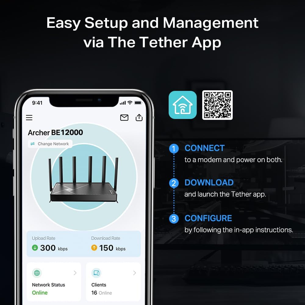 TP-Link Archer BE12000 | Router Wi-Fi 7 de tres bandas | Incluye la...