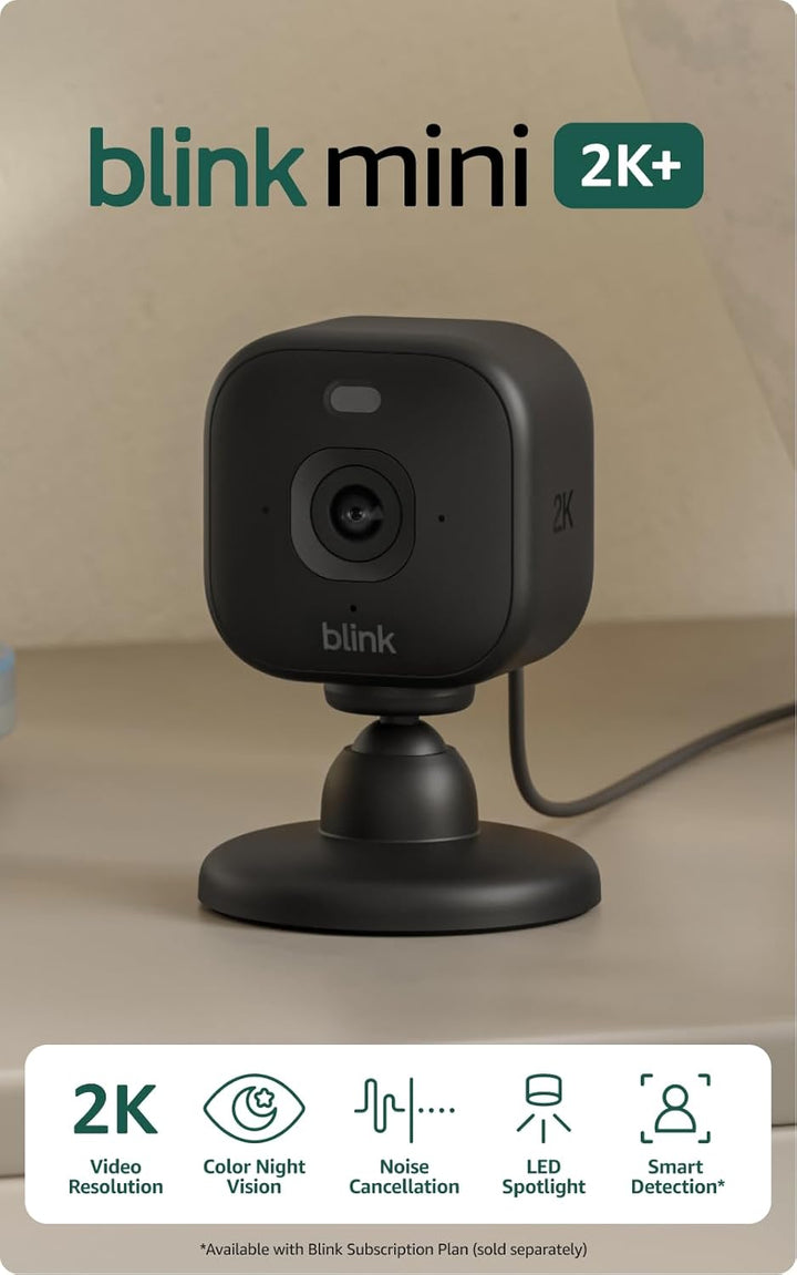 Blink Mini 2K+ (último modelo) - Cámara interior con enchufe. Ve ma...