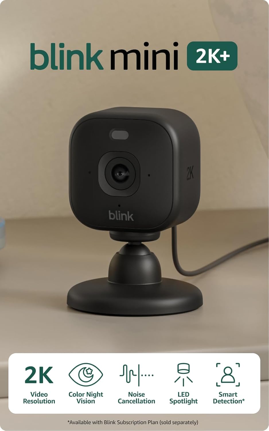 Blink Mini 2K+ (último modelo) - Cámara interior con enchufe. Ve ma...