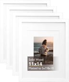 Marco de Fotos de 11 x 14 pulgadas, color blanco, de madera maciza con plexiglás acrílico para fotos de 5 x 7 u 8 x 10 pulgadas con paspartú o de 11 x 14 pulgadas sin paspartú, exhibición de