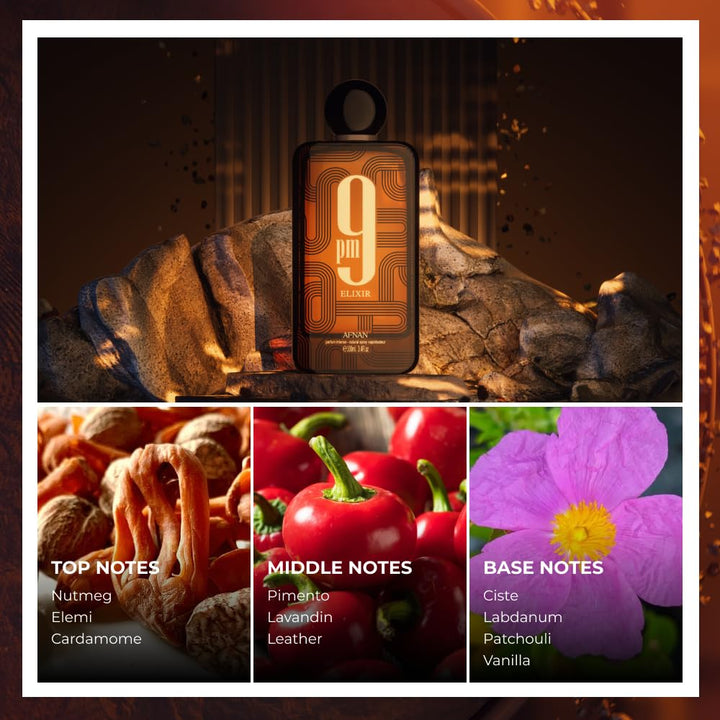 Afnan 9 PM Elixir Unisex Extrait de Parfum, 3.4 onzas líquidas