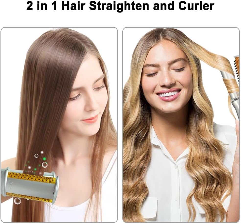 Rizador de pelo 2 en 1, plancha giratoria para rizar y alisar el ca...
