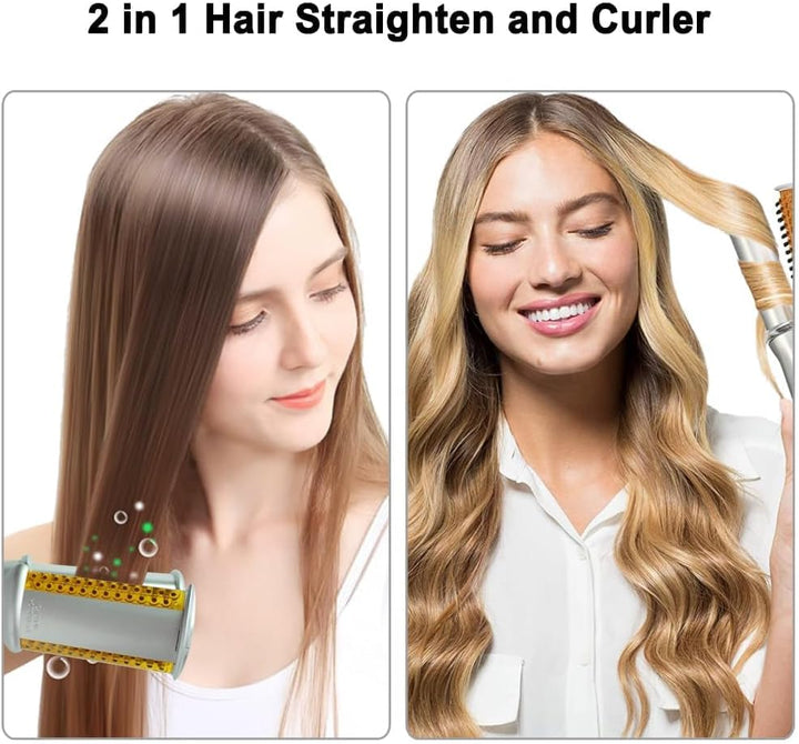Rizador de pelo 2 en 1, plancha giratoria para rizar y alisar el ca...