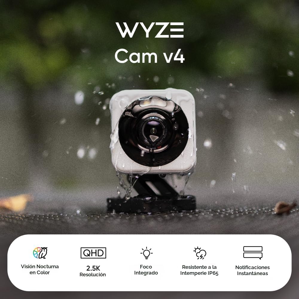 WYZE Cam v4 (Modelo más reciente), Cámara de seguridad AI de 2.5K,...