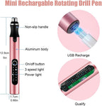 Mini taladro inalámbrico de 3 velocidades con 10 brocas pequeñas, tornillo de banco eléctrico recargable, juego de brocas de resina para fabricación de joyas, resina, plástico, madera, llaveros (PINK)