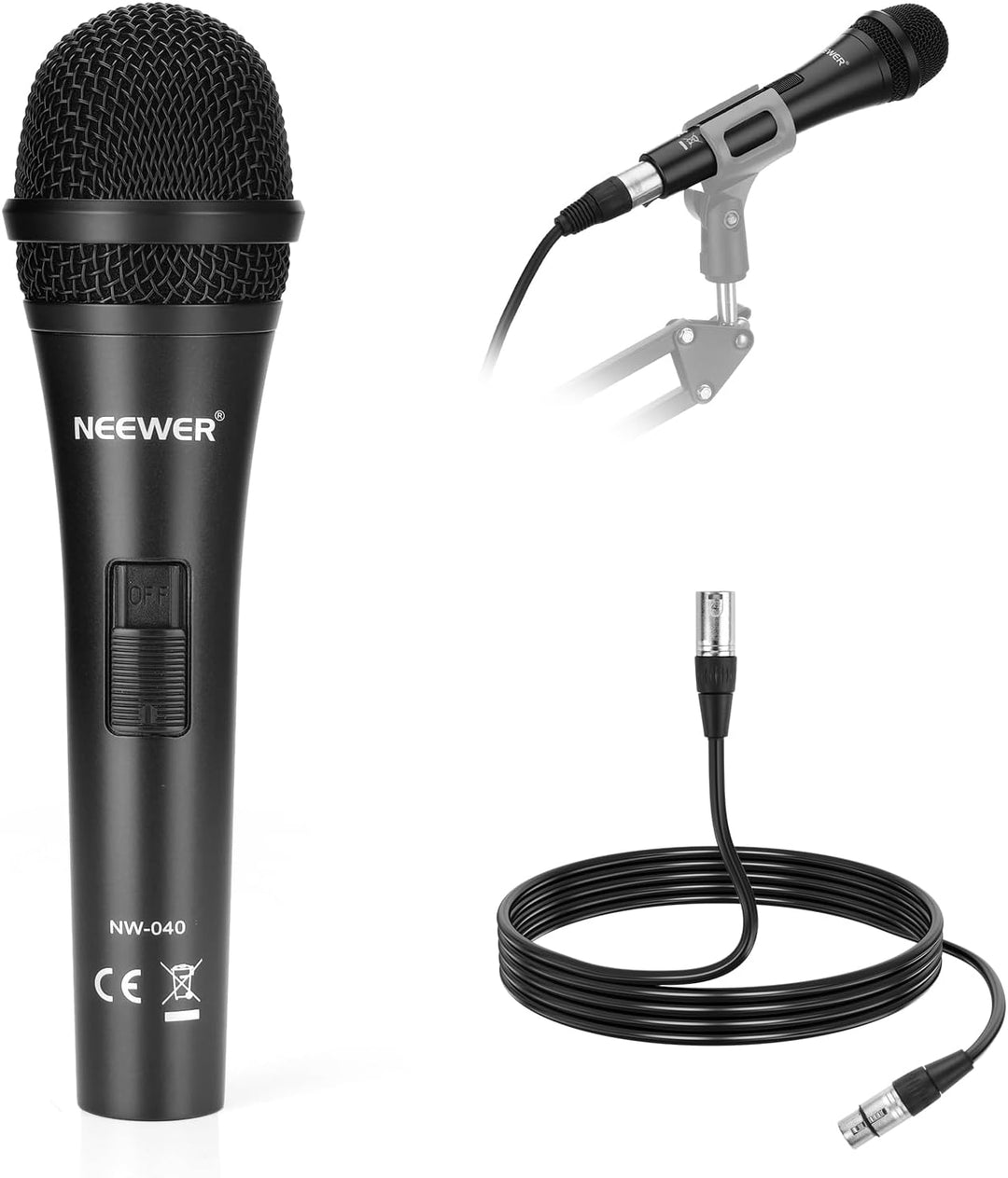 NEEWER NW-040 Micrófono dinámico cardioide con cable XLR, carcasa r...