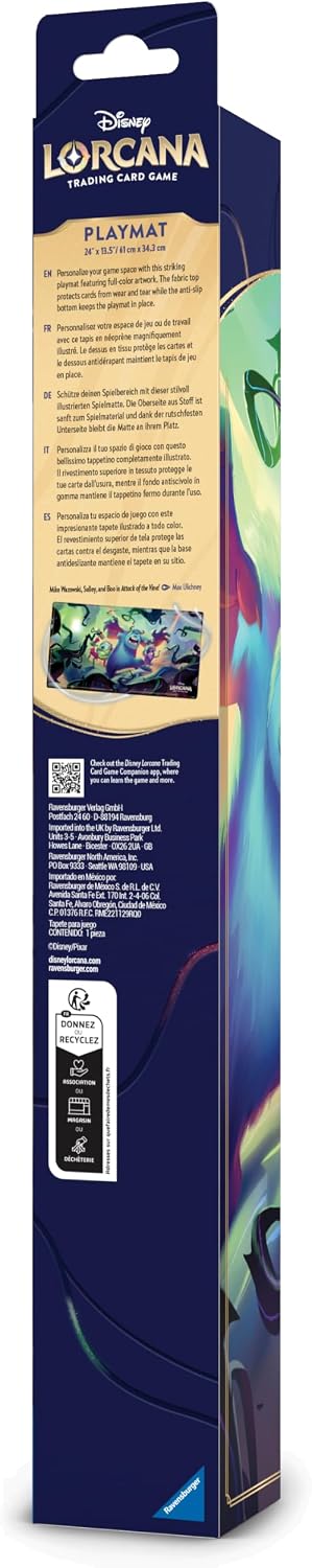 Ravensburger Disney Lorcana TCG Playmat con Mike Wazowski, Sulley y Boo en el ataque de la vid! - Protege las tarjetas - Juego versátil, escritorio o alfombrilla de mouse - Adecuado para mayores de 8