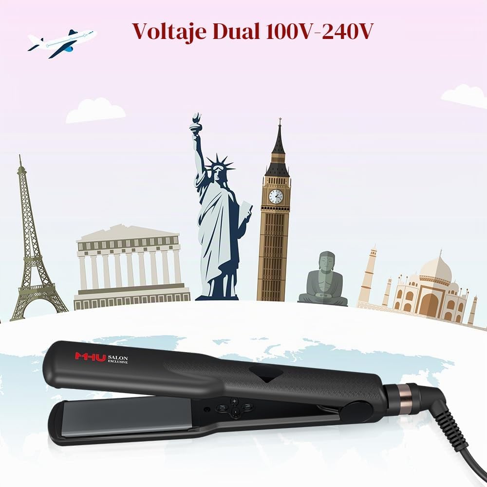 Plancha de pelo Pro de 1.25 pulgadas, doble voltaje, revestimiento...