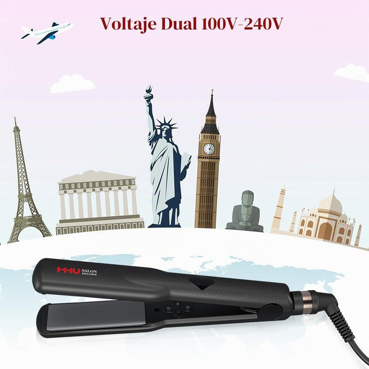 Plancha de pelo Pro de 1.25 pulgadas, doble voltaje, revestimiento...