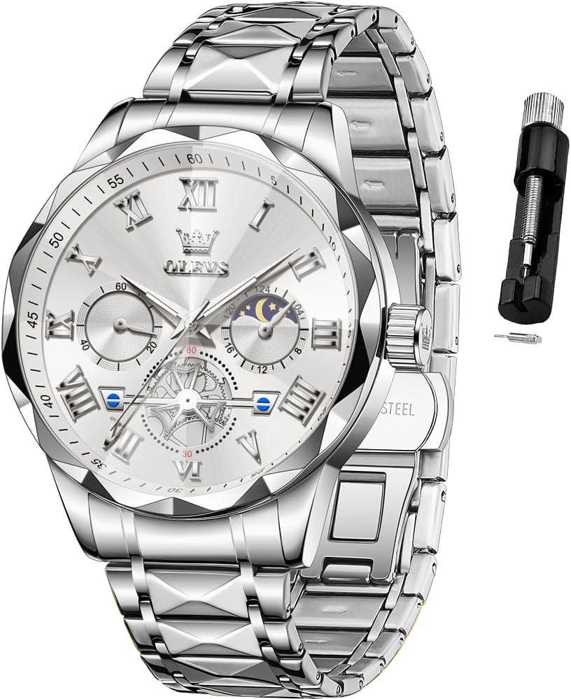 OLEVS Reloj para Hombres Clásico de Negocios en Acero Inoxidable Reloj para Hombre