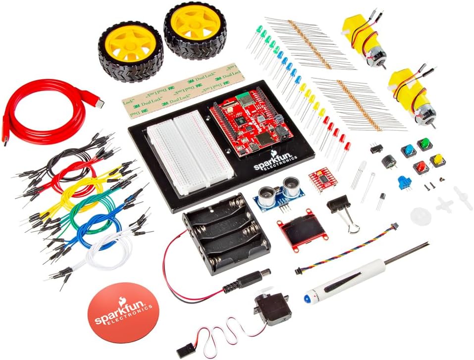 SparkFun Kit de Inventor para MicroPython - SIK - RP2350 IoT RedBoard - 5 proyectos guiados (16 circuitos) con sensores - OLED - Motores - Construcción de robots - Kit STEM sin soldadura