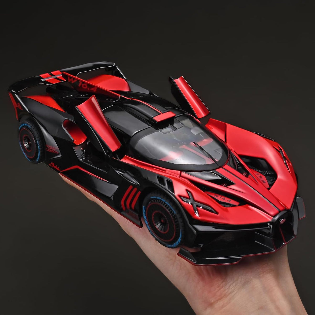 1/24 Coches de juguete fundidos a presión con spray compatibles con Bugatti Bolide