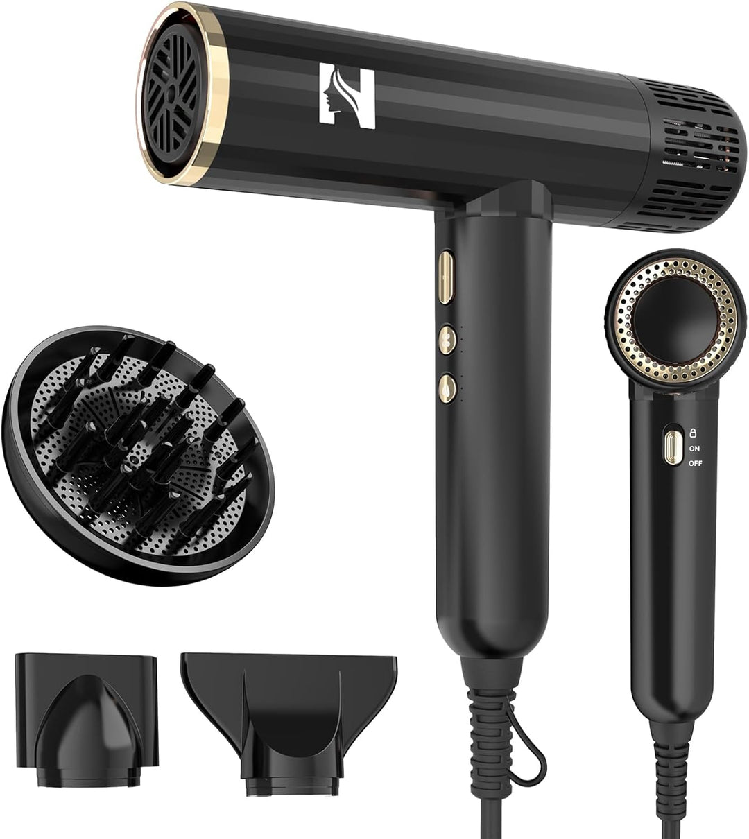 Nicebay Secador de pelo iónico con difusor para cabello rizado, mot...