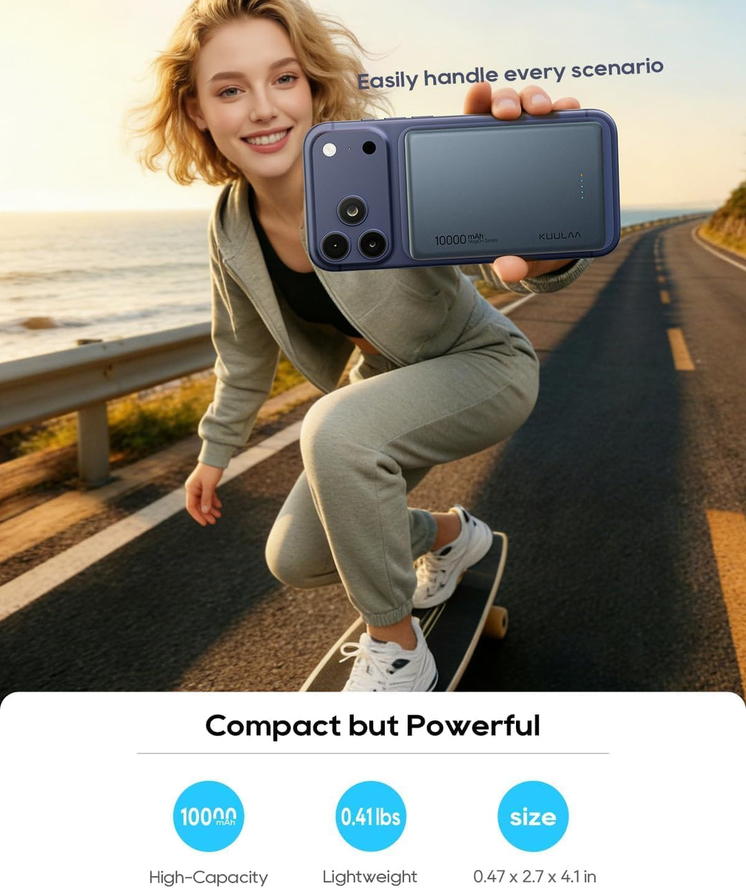 Kuulaa Cargador portátil magnético de 10000 mAh, batería Magsafe de...