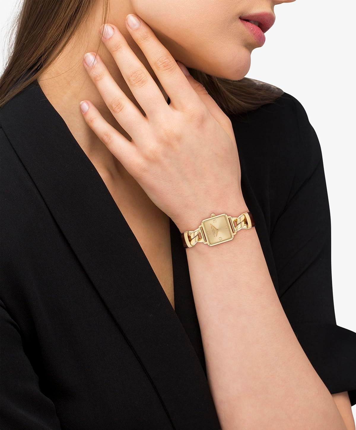 Reloj COACH Cass para mujer con cuarzo 2H – Caja cuadrada de acero inoxidable – Correa de piel de becerro – Accesorio elegante, regalo para ella 22m