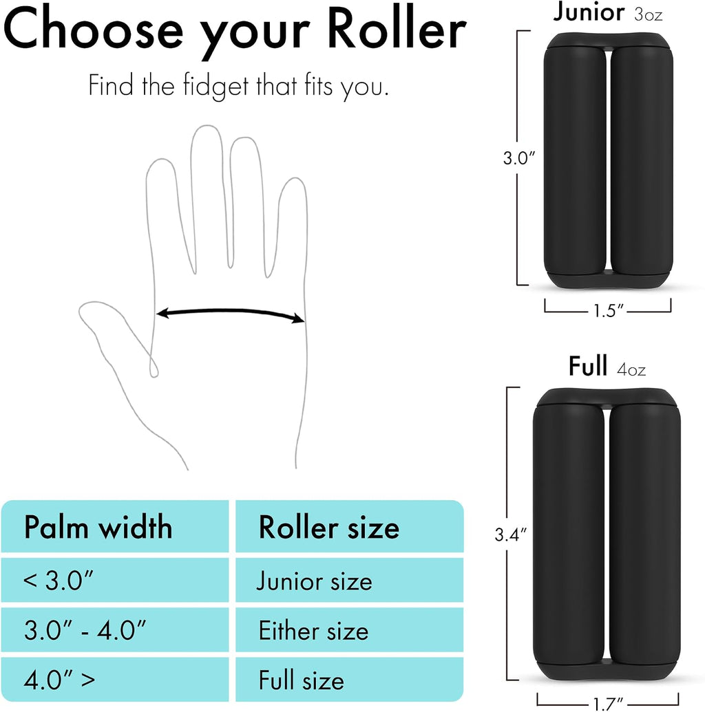 ONO Roller - Juguete antiestrés de mano para adultos | Ayuda a aliviar el estrés, la ansiedad y la tensión | Promueve el enfoque, la claridad | Diseño compacto y portátil (negro, tamaño junior