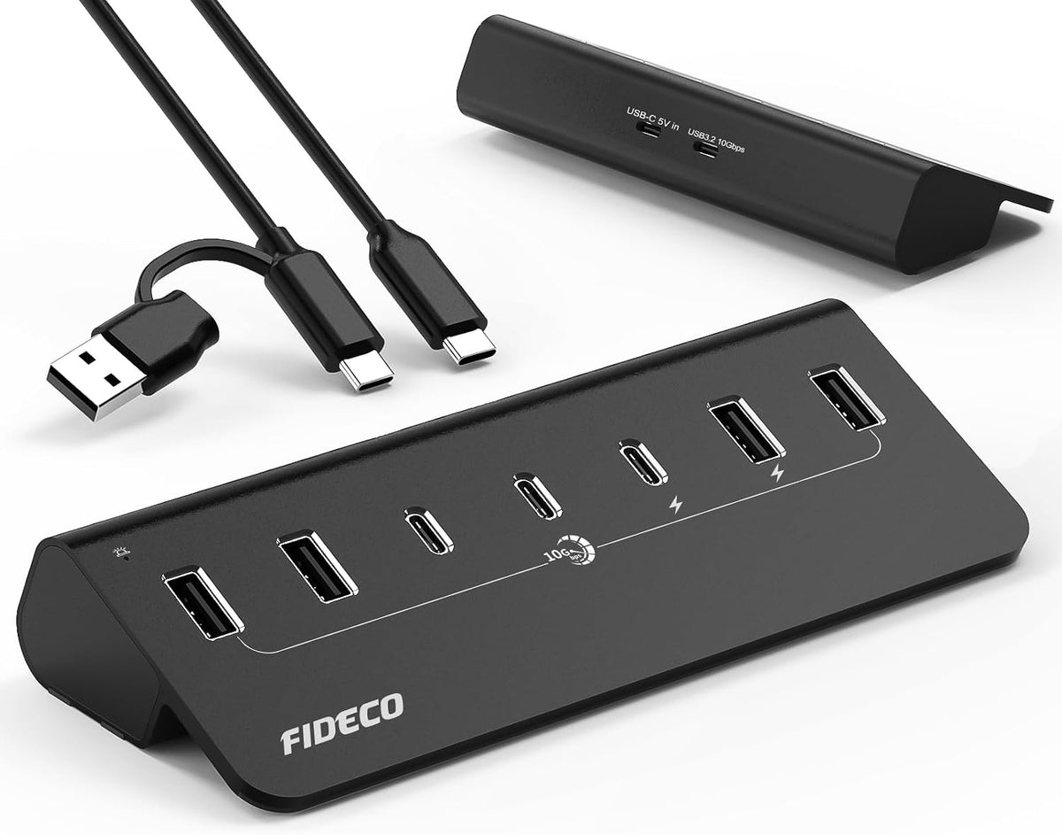 FIDECO, H708C43, hub USB 3.2 de 7 puertos, alimentado