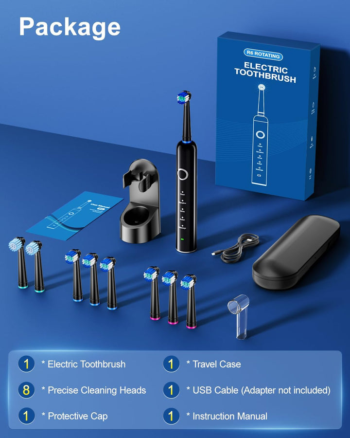 MCUDKIK Cepillo de dientes eléctrico giratorio para adultos, 8 cabe...