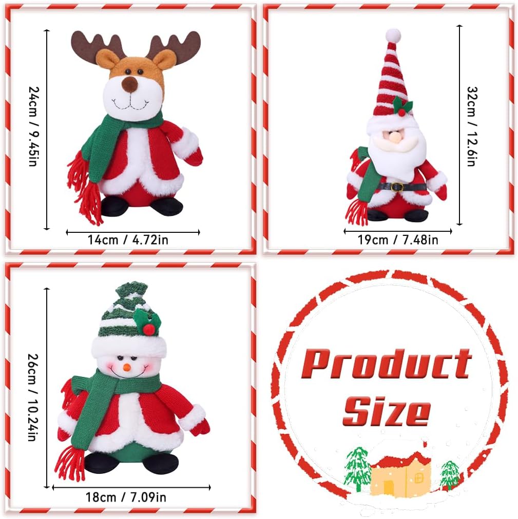 Tanganan Juguetes de peluche de Navidad, paquete de 3 juguetes de peluche de Navidad, Papá Noel, muñeco de nieve, alce, juguetes de peluche para niños y niñas, decoración de Navidad para el hogar y la oficina