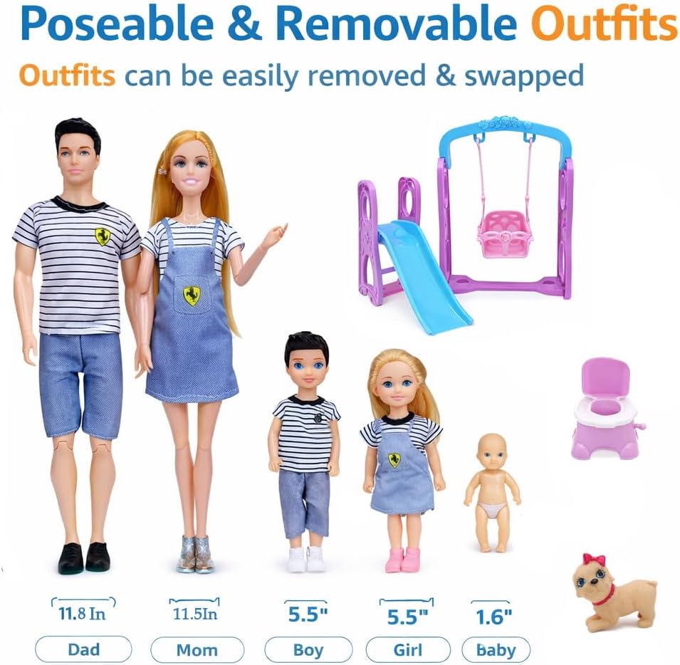 Familydolls Juego de 6 muñecas embarazadas con bebé extraíble, jueg...