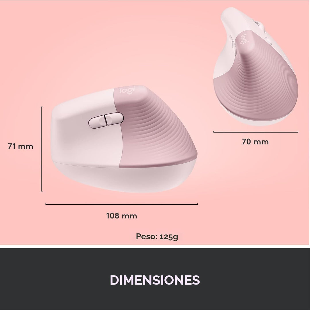 Logitech Lift - Mouse óptico, ergonómico y vertical, uso inalámbric...