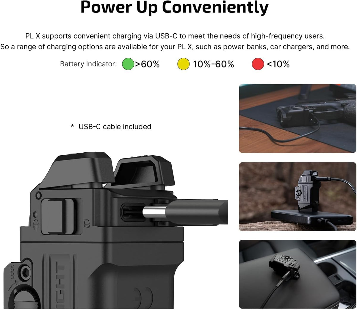OLIGHT PL X - Paquete de luces tácticas recargables para montaje en riel con USB-C