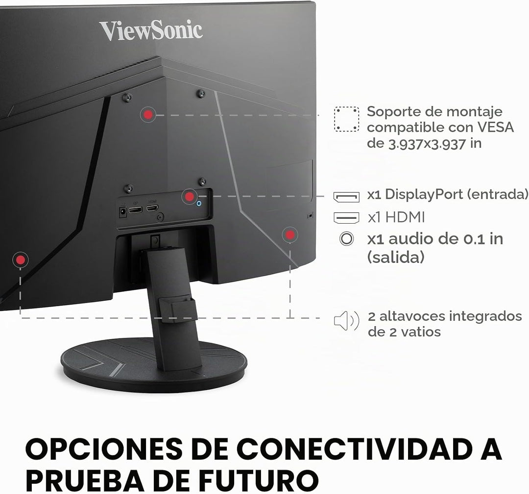 ViewSonic VA2416C Monitor curvo Full HD 1080p de 24 pulgadas sin ma...