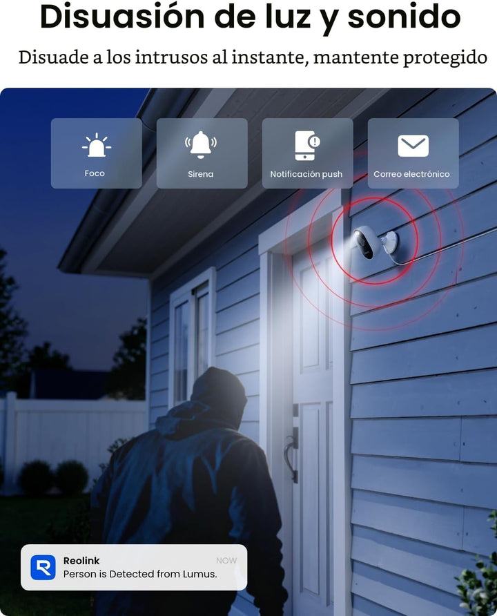 REOLINK Cámara de seguridad inalámbrica para exteriores Lumus 2K, v...