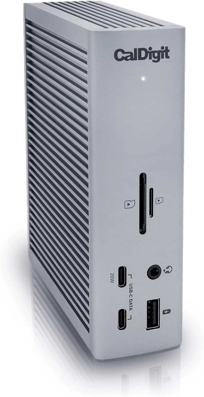 CalDigit TS4 Base Thunderbolt 4 de 18 puertos, carga de 98 W, 3 x TBT4 (40 Gb/s), 3X USB-C + 5X USB-A (10 Gb/s), LAN de 2.5 GbE, 8K a 30 Hz o 2 pantallas de 6K a 60 Hz, Mac/Windows/Chrome, gris espacial, cable certificado de 2.6 ft