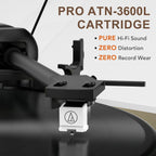 Seasonlife® Tocadiscos inalámbrico de entrada y salida, reproductor de vinilo de alta fidelidad con contrapeso ajustable y antideslizante, preamplificador de teléfono integrado, cartucho AT-3600L para