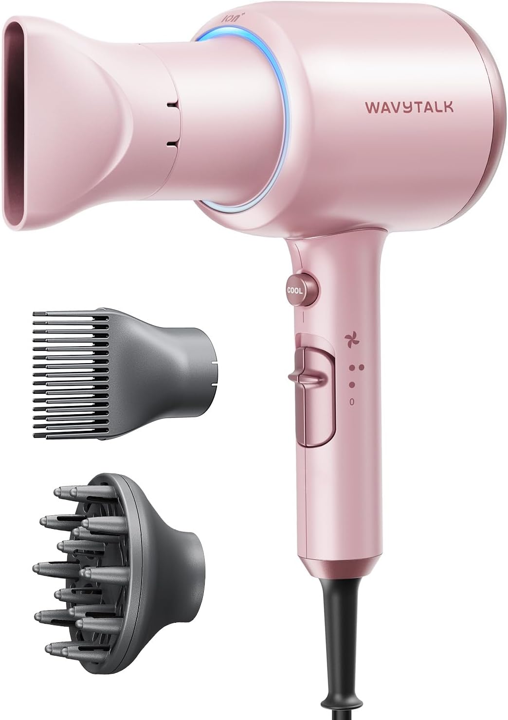 Wavytalk - Secador de pelo iónico con difusor y peine para cabello...