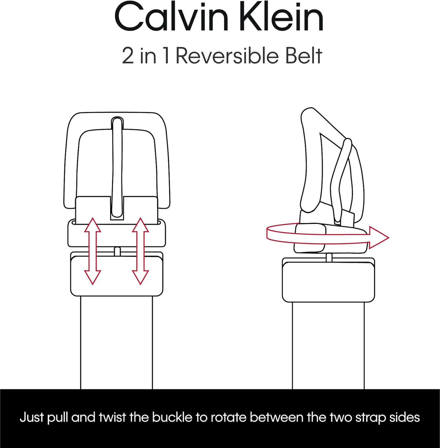 Calvin Klein Cinturón de cuero reversible para hombre, estilo moder...