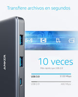 Anker Hub USB C (7 en 1), con HDMI 4K, suministro de energía de 85...