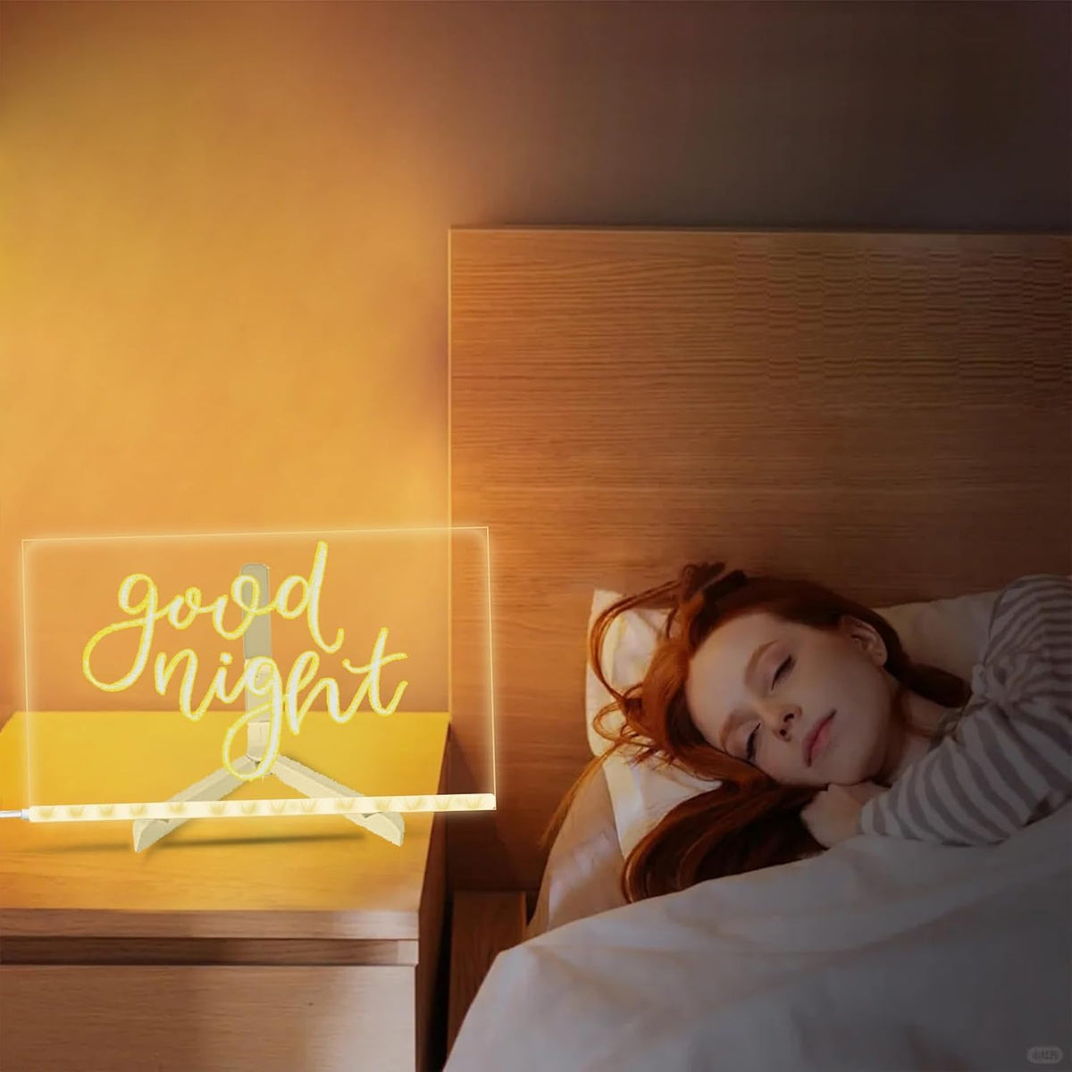 Tablero de notas LED con colores 12 colores iluminados acrílico tablero de dibujo – Luz nocturna de borrado en seco con soporte para el hogar, oficina, regalo, festival (8 x 8 pulgadas)