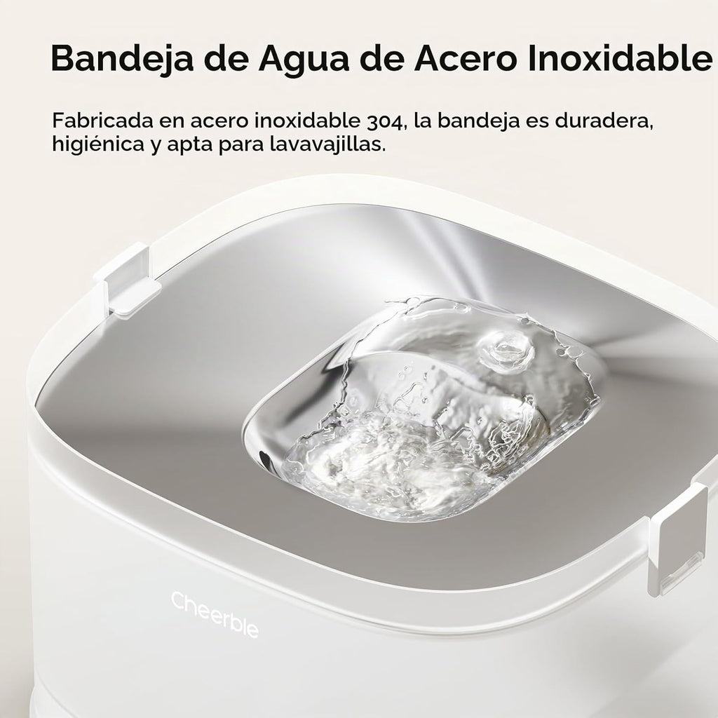 Cheerble Fuente de agua para perros sin bombeos, fuente inalámbrica para mascotas, funciona con pilas, dispensador automático de agua D1 Pro de 4 l/135 oz para perros, bandeja de acero inoxidable con