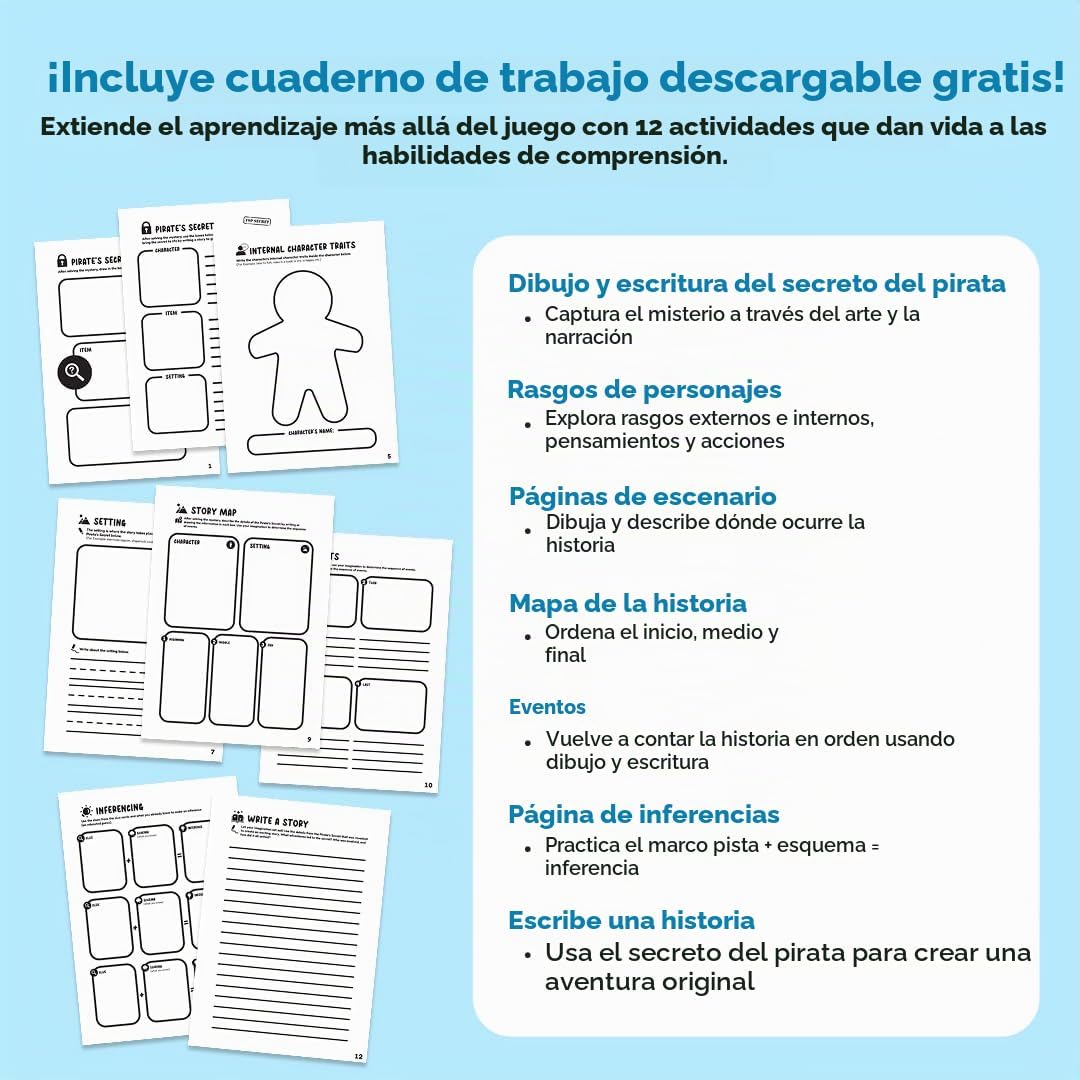The Fidget Game Pirate Island, juego de mesa de comprensión de lectura para
