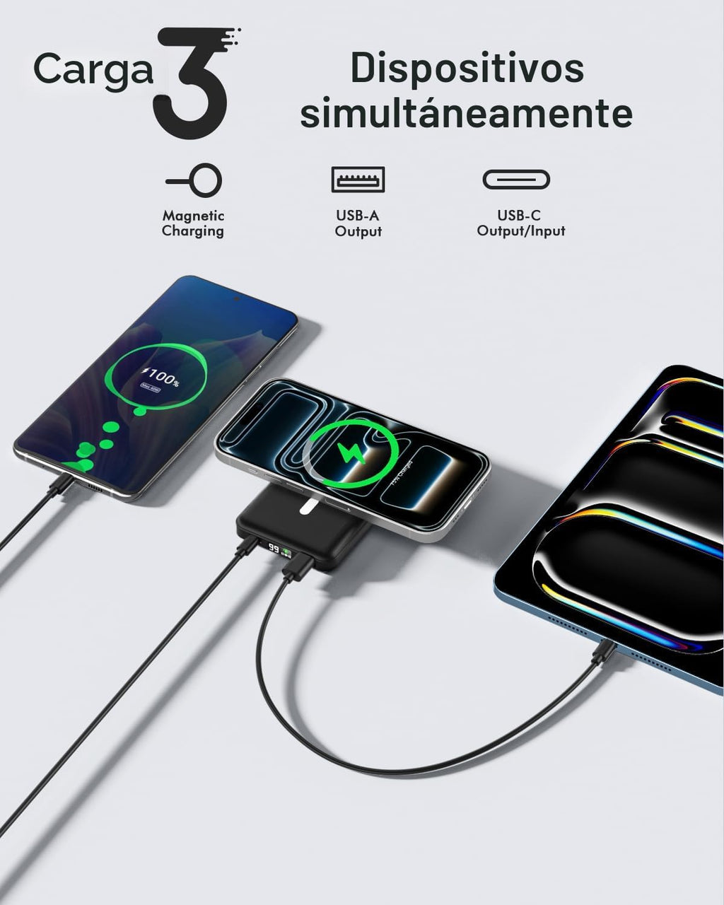 podoru para Magsafe Power Bank, cargador portátil magnético delgado de